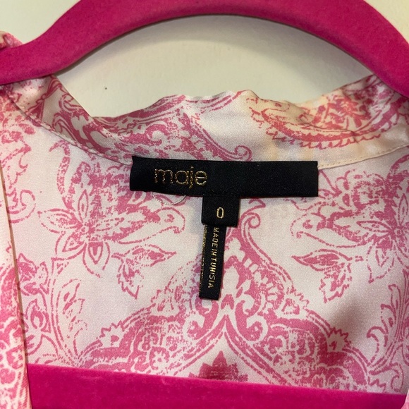 Maje Pink and White Long Sleeve Button Down Shirt - Picture 3 of 5